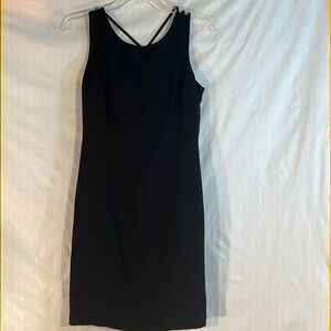 YL Black Cocktail Fitted Sleeveless Dress with Spaghetti Straps on Back 4